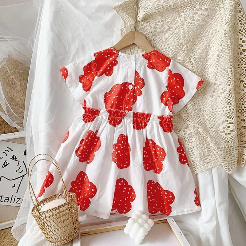 Summer Female Baby Princess Dress Cloud Pattern Printing Girl 1-2Y X1999582 - TUZZUT Qatar Online Shopping