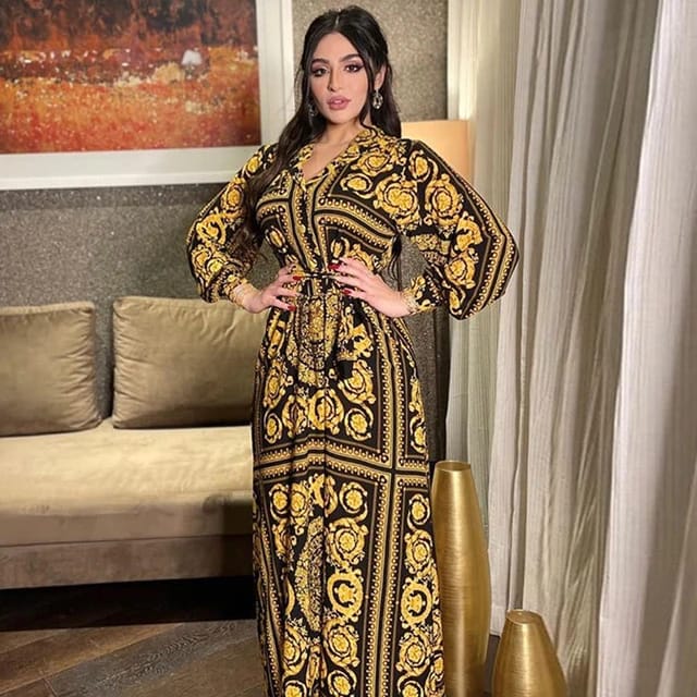 Muslim Moroccan Women Kaftan Long Sleeve Dresses S4196847 Muslim Moroccan Women Kaftan Long Sleeve Dresses S4196847