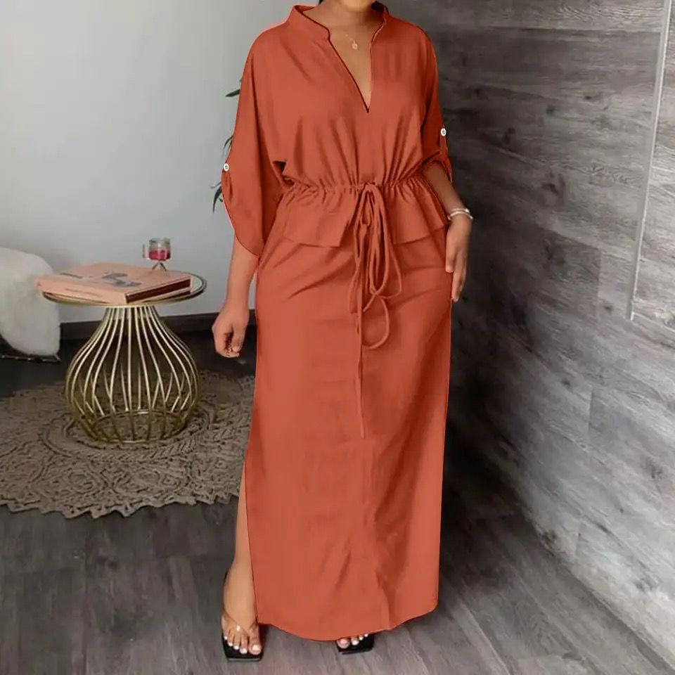 Women Solid Color Dress 3XL B-71142 Women Solid Color Dress 3XL B-71142