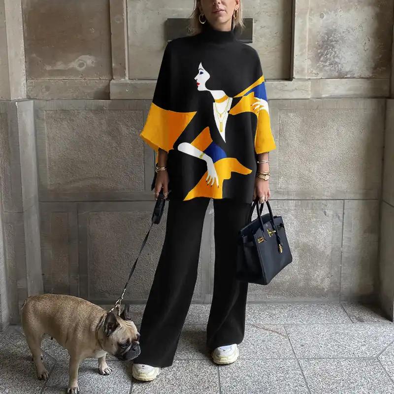 Tops And Wide Leg Pants Suit Elegant Lady Two Piece Set Tracksuits S2072190 Tops And Wide Leg Pants Suit Elegant Lady Two Piece Set Tracksuits S2072190