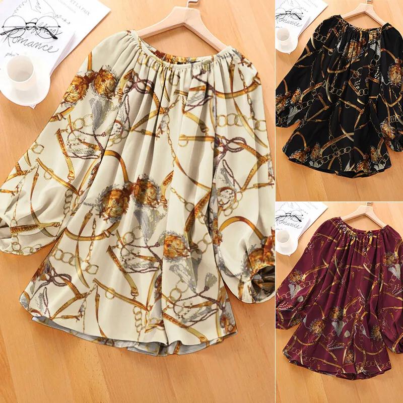 ZANZEA Women's Vintage Round Neck Blouse Shirt S S3919500 ZANZEA Women's Vintage Round Neck Blouse Shirt S S3919500