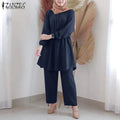 Casual Long Sleeve Blouse Pant Suits Sets 2XL S4619528 - TUZZUT Qatar Online Shopping
