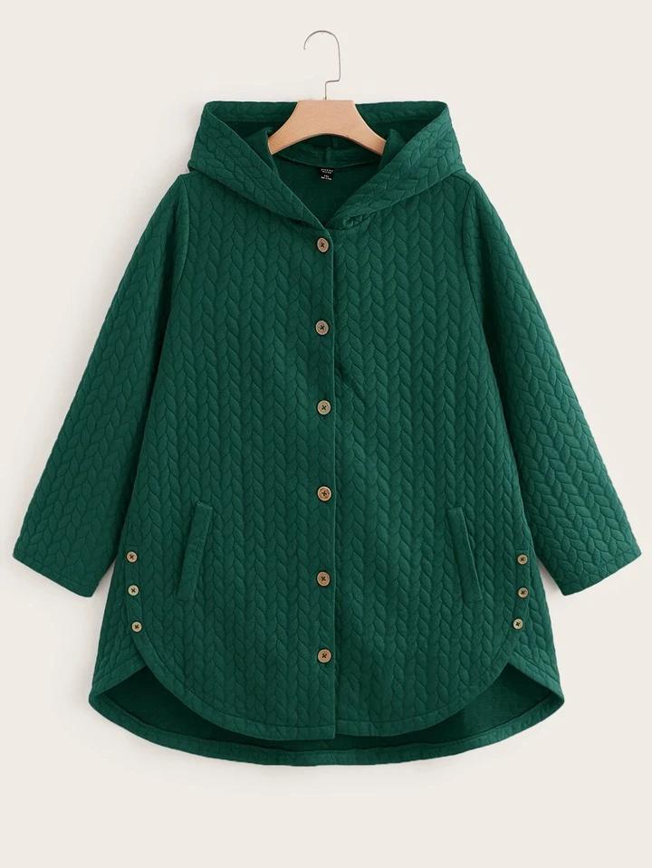 Hooded Single Breasted Women's Cotton Coat XL B-43863 - TUZZUT Qatar Online Shopping