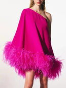 Solid Spliced Feather Dresses for Women 070519584 - TUZZUT Qatar Online Shopping