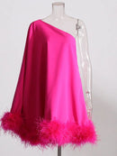 Solid Spliced Feather Dresses for Women 070519584 - TUZZUT Qatar Online Shopping