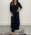 Women Two Piece Set Split Long Top Casual Wide Leg Pants Elegant Plus Size B-102316 - TUZZUT Qatar Online Shopping