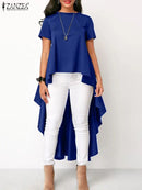 ZANZEA Women Asymmetrical Blouse XL S3329644 - TUZZUT Qatar Online Shopping