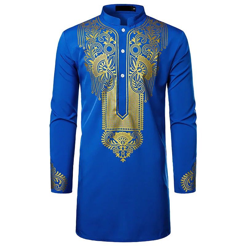 Bronze printed totem shirt long shirt African style shirt L X4928177 - TUZZUT Qatar Online Shopping