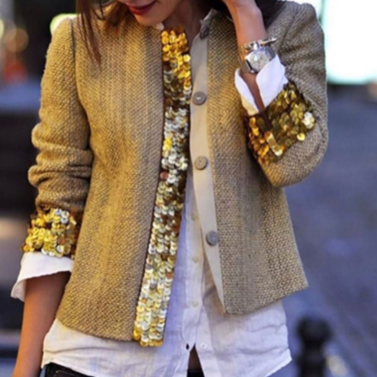 Fashion Sequins Splicing Long Sleeve Cardigan M 005895190 Fashion Sequins Splicing Long Sleeve Cardigan M 005895190