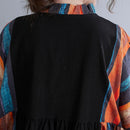 Vintage Women Cotton Linen Dress Splicing Print V Neck Short Sleeve Pocket Loose Casual Dress X3139991 - TUZZUT Qatar Online Shopping