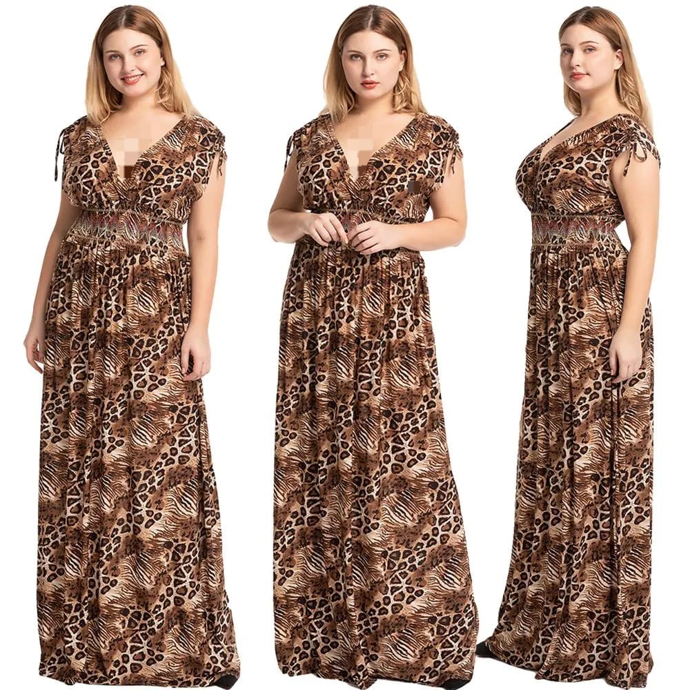 Casual Dresses Leopard Print Long Maxi Boho Dress XL X3449976 Casual Dresses Leopard Print Long Maxi Boho Dress XL X3449976