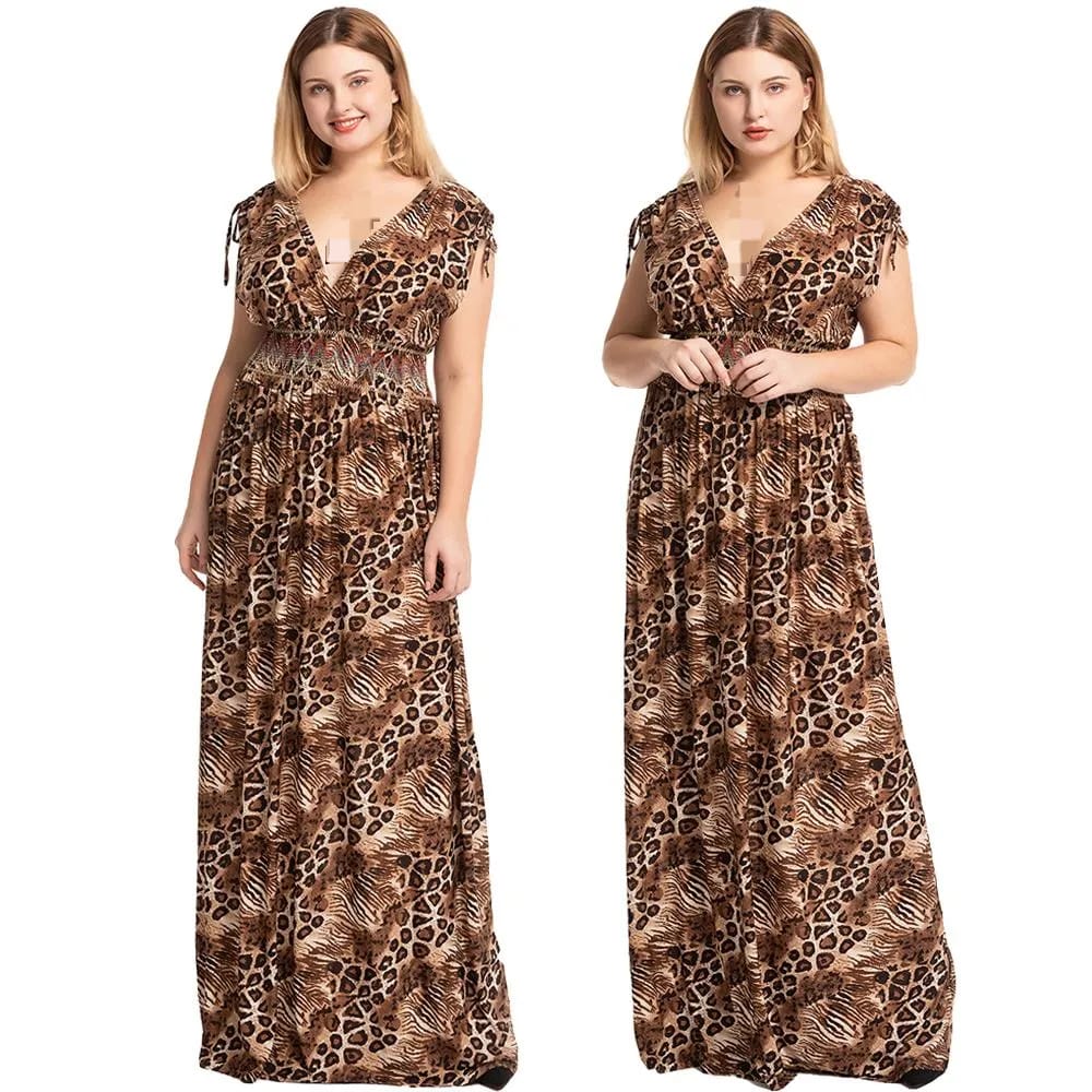 Casual Dresses Leopard Print Long Maxi Boho Dress XL X3449976 Casual Dresses Leopard Print Long Maxi Boho Dress XL X3449976