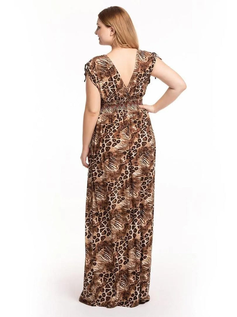 Casual Dresses Leopard Print Long Maxi Boho Dress XL X3449976 - TUZZUT Qatar Online Shopping