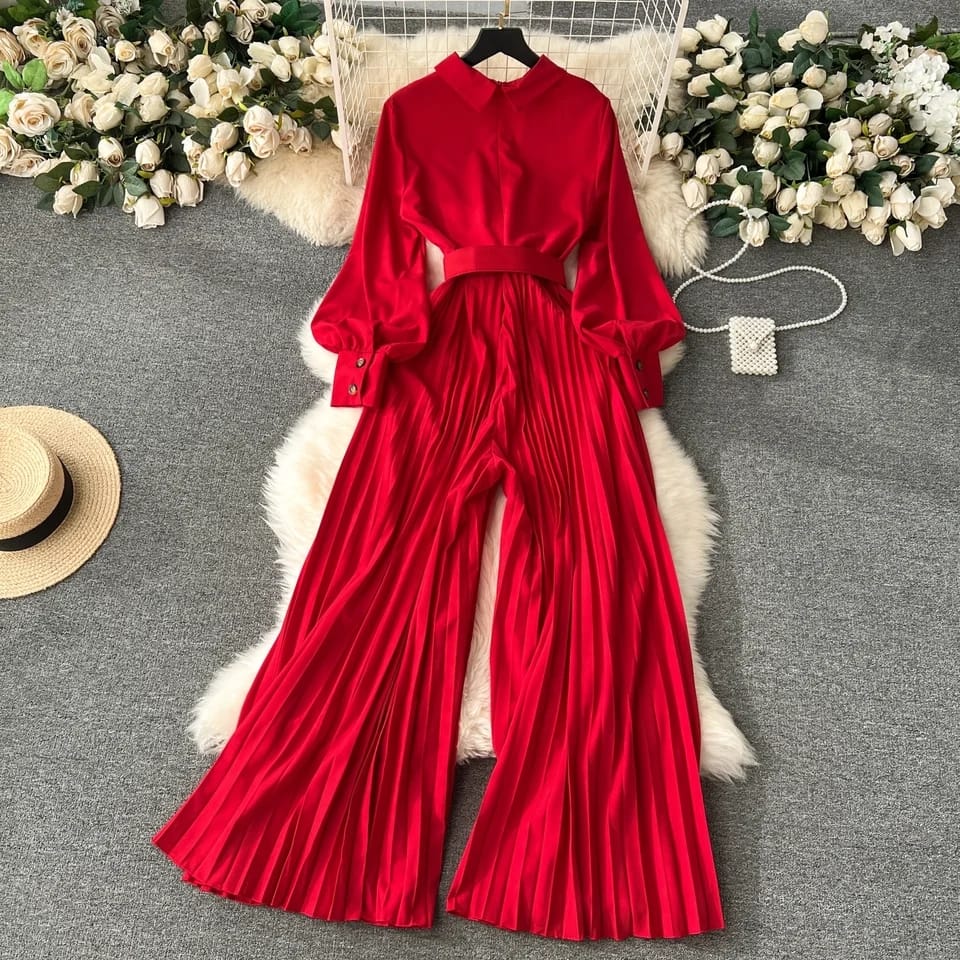 Chic Vintage Lapel Long Sleeve Pleated Loose Sports Suit 3XL B-79223 Chic Vintage Lapel Long Sleeve Pleated Loose Sports Suit 3XL B-79223