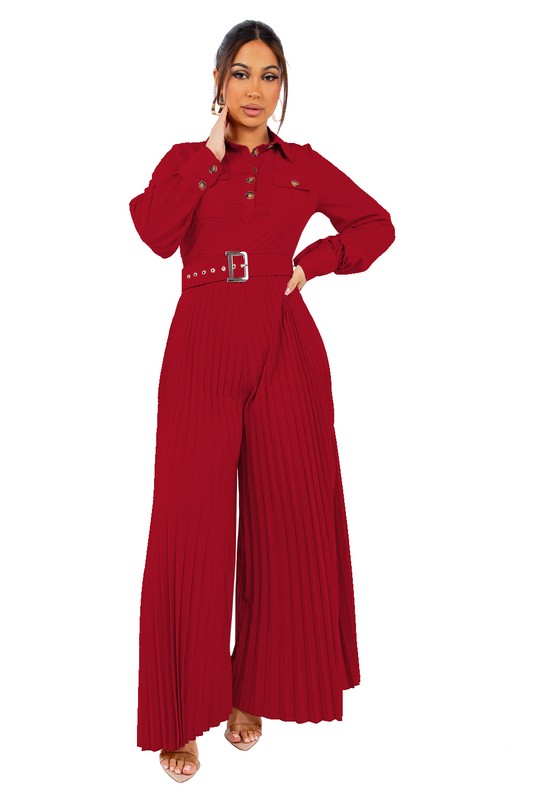 Chic Vintage Lapel Long Sleeve Pleated Loose Sports Suit 3XL B-79223 - TUZZUT Qatar Online Shopping