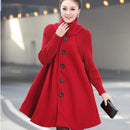 Autumn and Winter New Women's Mid length Loose Woolen Coat Cloak Woolen Windbreaker Coat B-27860 - TUZZUT Qatar Online Shopping