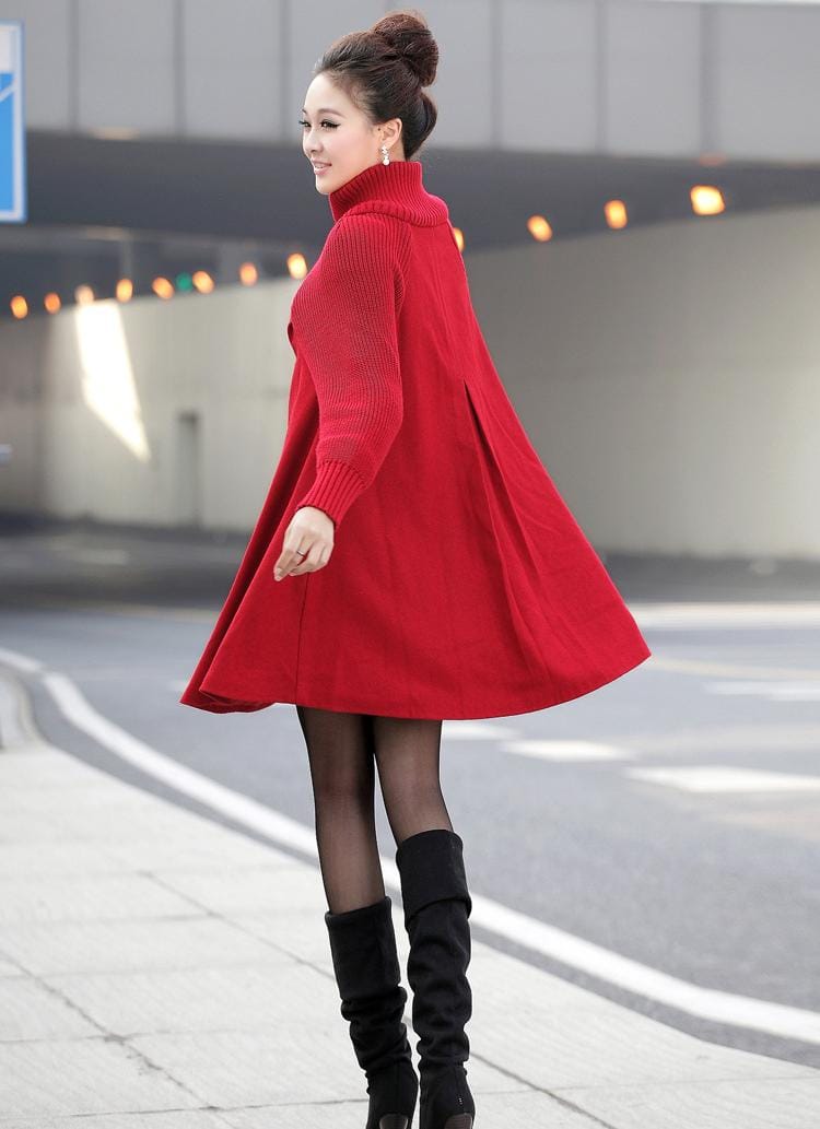 Autumn and Winter New Women's Mid length Loose Woolen Coat Cloak Woolen Windbreaker Coat B-27860 Autumn and Winter New Women's Mid length Loose Woolen Coat Cloak Woolen Windbreaker Coat B-27860
