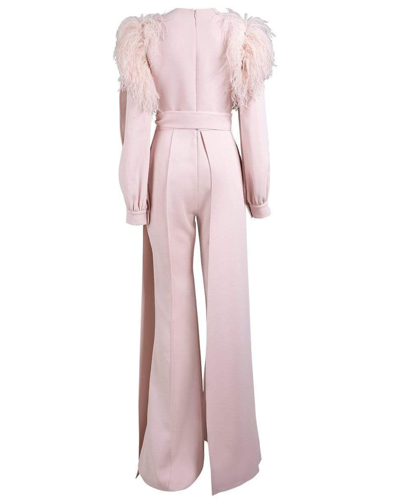 Women's Fashion Crepe And Feather Jumpsuit XL 9252 - TUZZUT Qatar Online Shopping