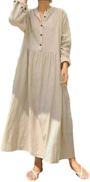 Women's High Neck Loose Open Tube Long Dress L 000686014 Women's High Neck Loose Open Tube Long Dress L 000686014