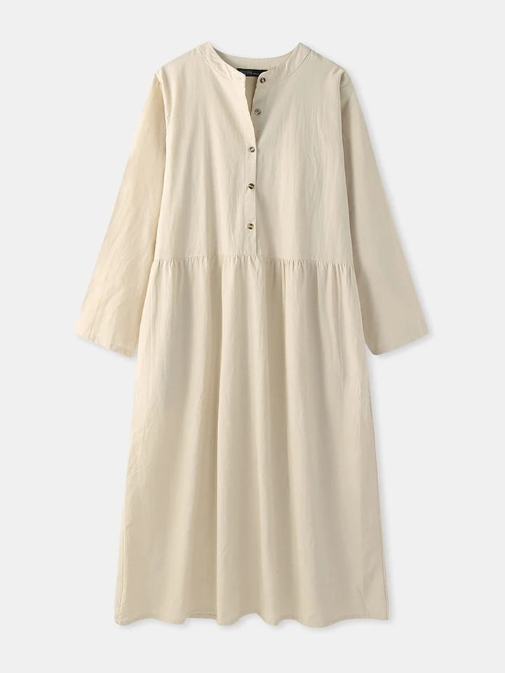 Women's High Neck Loose Open Tube Long Dress L 000686014 - TUZZUT Qatar Online Shopping