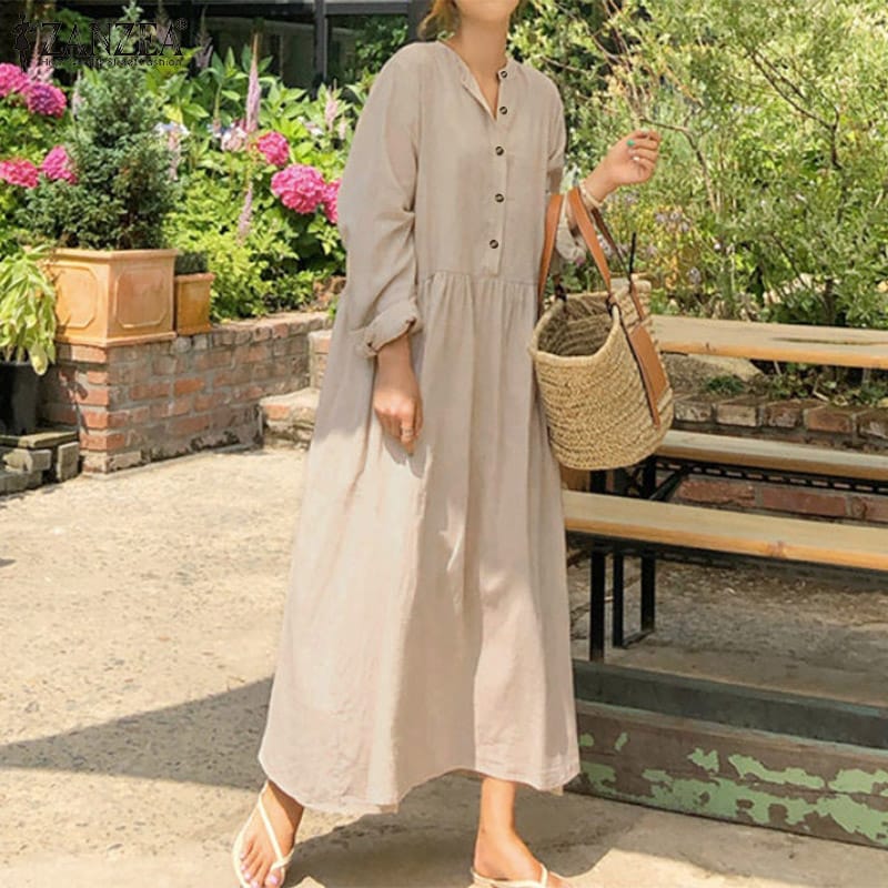 Women's High Neck Loose Open Tube Long Dress L 000686014 Women's High Neck Loose Open Tube Long Dress L 000686014
