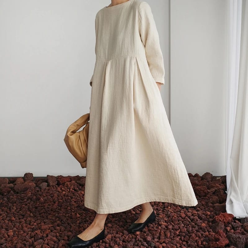 New Korean Women Round Neck Casual Long Dress L B-69426 New Korean Women Round Neck Casual Long Dress L B-69426