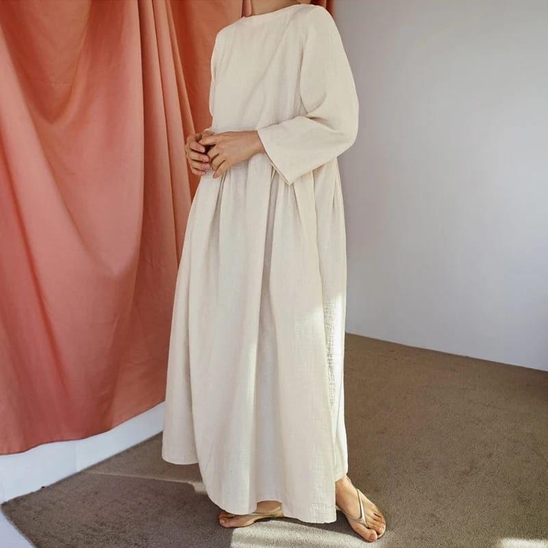 New Korean Women Round Neck Casual Long Dress L B-69426 New Korean Women Round Neck Casual Long Dress L B-69426