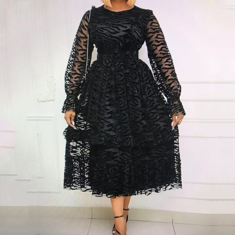Long Sleeve Through Mesh Velvet Party Prom Spring Summer Outfits XL S3875307 Long Sleeve Through Mesh Velvet Party Prom Spring Summer Outfits XL S3875307