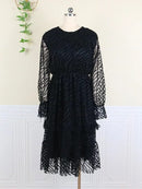 Long Sleeve Through Mesh Velvet Party Prom Spring Summer Outfits XL S3875307 - TUZZUT Qatar Online Shopping