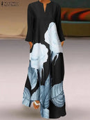 Fashion Vintage Floral Print Summer Dresses 2XL S3590037 - TUZZUT Qatar Online Shopping