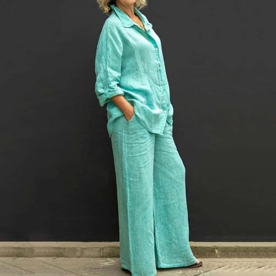 Women Autumn Cotton Lapel Shirt Two Piece 0027930 Women Autumn Cotton Lapel Shirt Two Piece 0027930