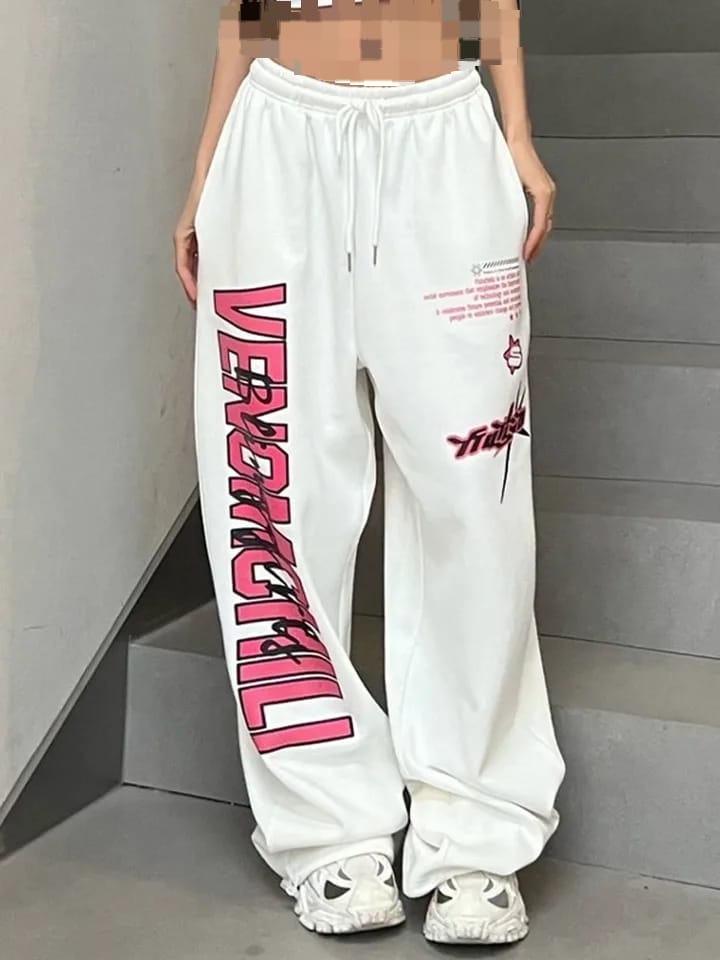 Korean Y2K White Sweatpants Women 2XL S4936037 - TUZZUT Qatar Online Shopping