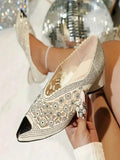 Pointed Toe Chunky Heel Slip-On High-Heeled Sandals 32281 - TUZZUT Qatar Online Shopping