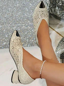 Pointed Toe Chunky Heel Slip-On High-Heeled Sandals 32281 - TUZZUT Qatar Online Shopping