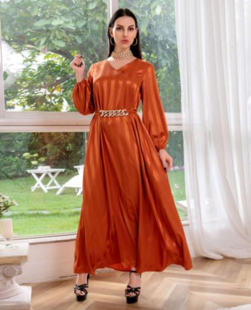Muslim Woman Dress Eid Satin Abayas For Women S S4194105 - TUZZUT Qatar Online Shopping