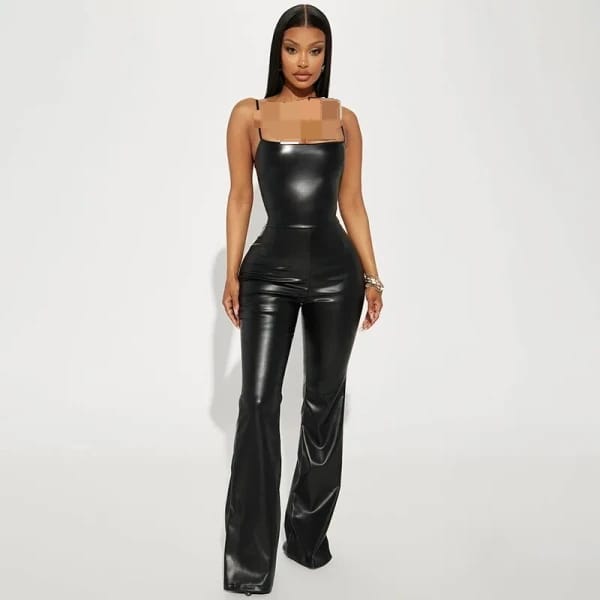 Sexy Leather Jumpsuits for Women M S4462494 - TUZZUT Qatar Online Shopping