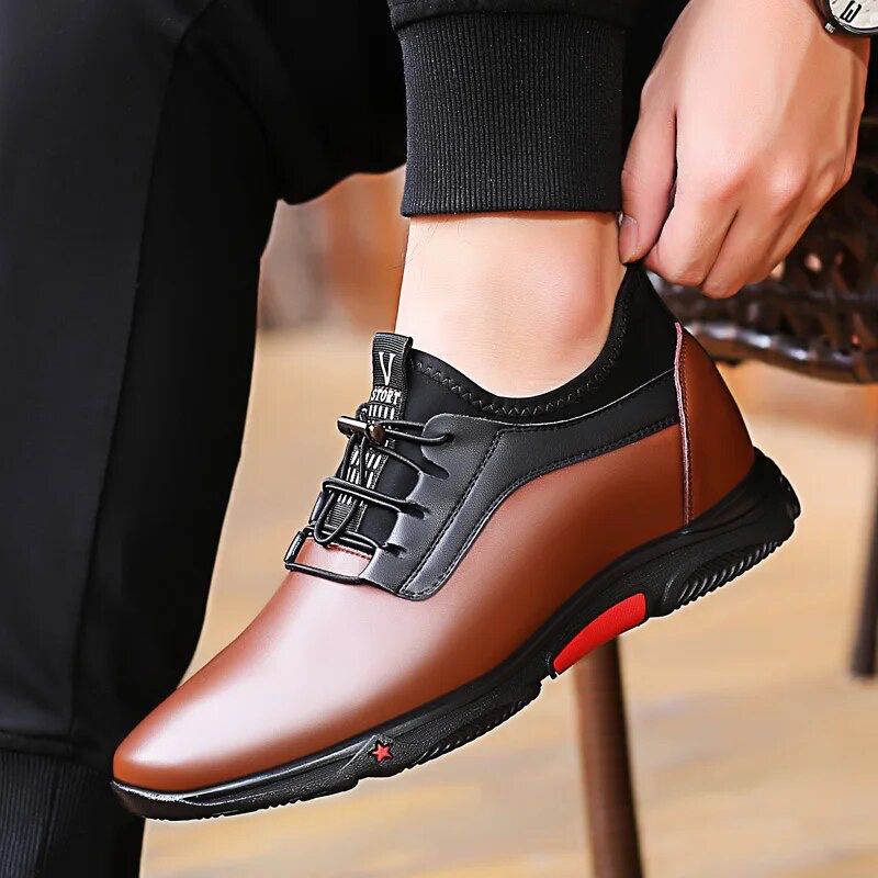 Fashion Sneakers Men Luxury Platform Elevator Shoes Brown - TUZZUT Qatar Online Shopping