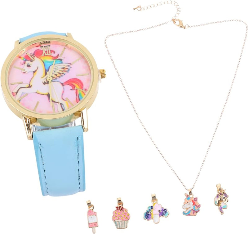 1pc Kids Unicorn Pattern Dial Quartz Watch & 1pc Necklace & 4pcs Pendant S186570 - TUZZUT Qatar Online Shopping
