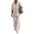 Cotton and hemp long sleeve shirt pants 2 piece suit TS43 - TUZZUT Qatar Online Shopping