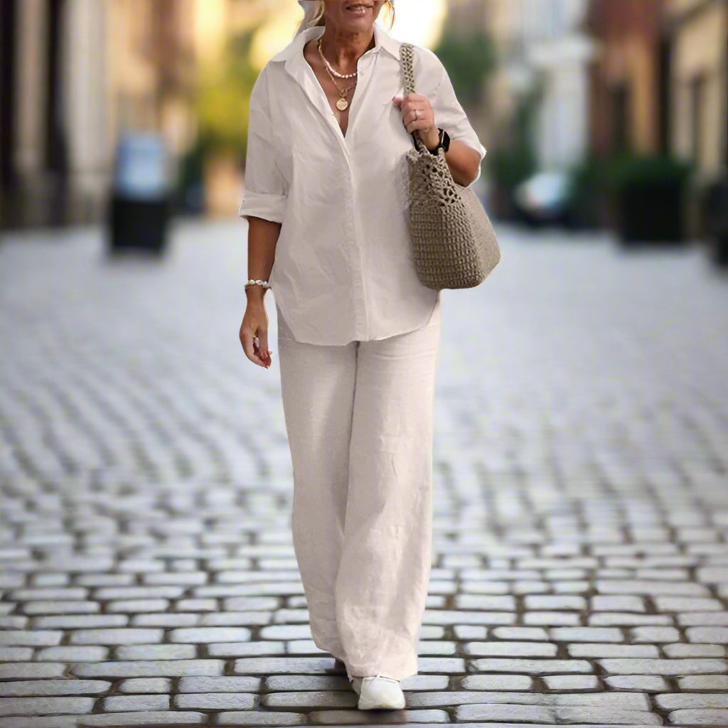 Cotton and hemp long sleeve shirt pants 2 piece suit TS43 Cotton and hemp long sleeve shirt pants 2 piece suit TS43