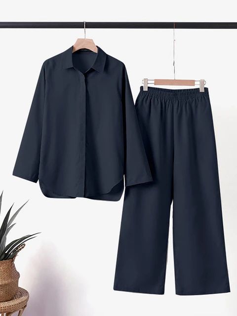 Cotton and hemp long sleeve shirt pants 2 piece suit TS43 Cotton and hemp long sleeve shirt pants 2 piece suit TS43