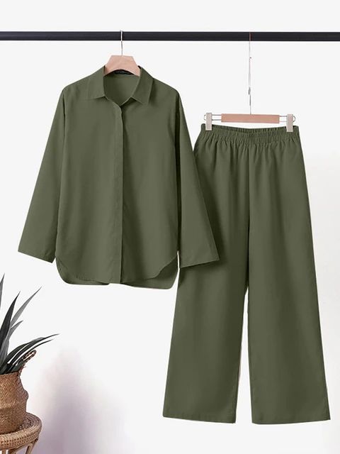 Cotton and hemp long sleeve shirt pants 2 piece suit TS43 Cotton and hemp long sleeve shirt pants 2 piece suit TS43