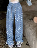 Women's Drawstring Waist Print Wide Leg Pants M S4981053 - TUZZUT Qatar Online Shopping