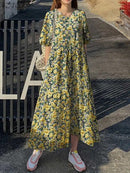 ZANZEA Summer Women Bohemian Floral Printed Dress L S4481185 - TUZZUT Qatar Online Shopping