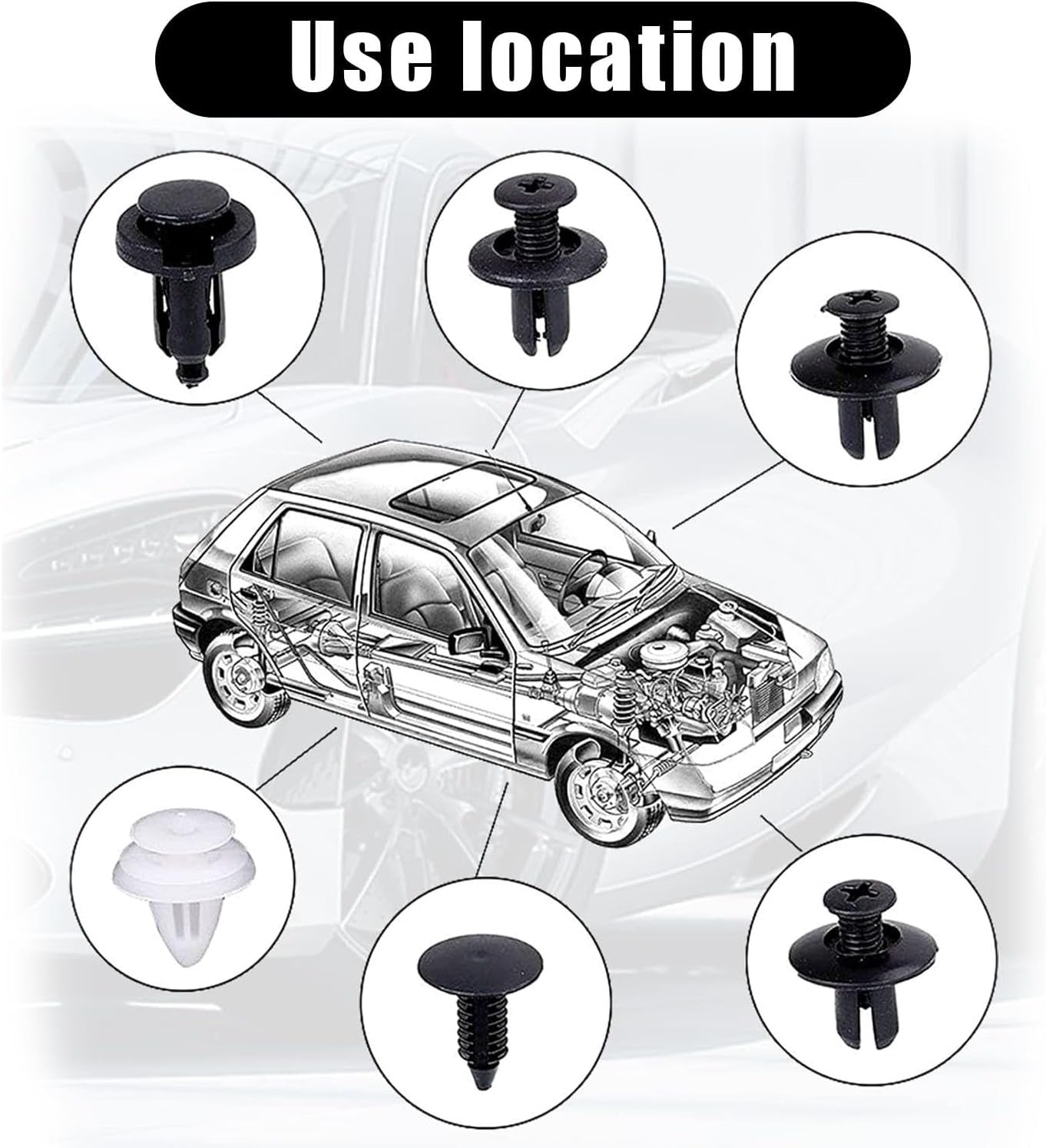 100pcs HE26 Car Bumper Retainer Clips & Nylon Fasteners Rivet Kit 100pcs HE26 Car Bumper Retainer Clips & Nylon Fasteners Rivet Kit