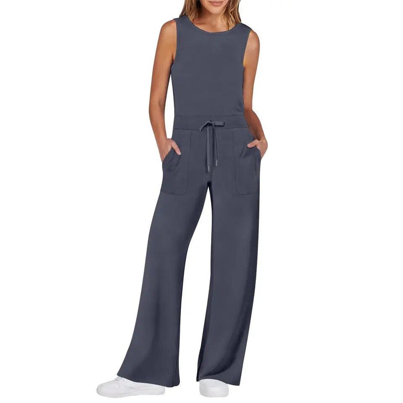 Women's wrap waist jumpsuit L B-72584 - TUZZUT Qatar Online Shopping