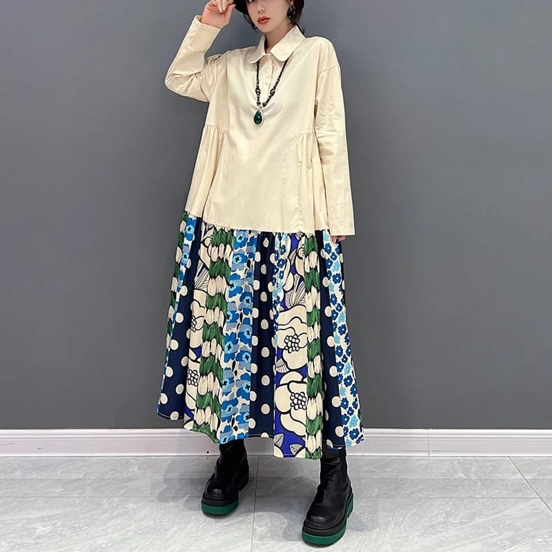 Women Korean Style Long Sleeve Shirt Dress B-366701 - TUZZUT Qatar Online Shopping
