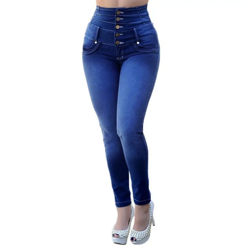 Summer jeans big denim solid color decorative button summer jeans S4902582