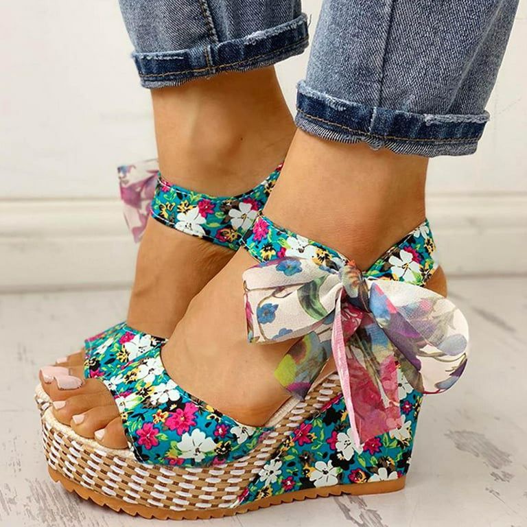 Wedge Lace Laces Floral Pattern High Heels 39