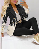 Elegant Geometric Texture Print Suit S 028192576 - TUZZUT Qatar Online Shopping